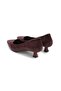 Burgundy Color Animal Patterned Low Heel Shoes - 5