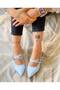 VERONICA BABY BLUE Patent Leather 2 BUCKLE SHORT HEEL SANDALS - 2