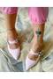 VERONICA POWDER RUGAN 2 BUCKLE SHORT HEEL SANDALS - 2