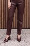 V-Cut Brown Matte Patent Leather Pointed Toe Women's Low Heeled Shoes - 8