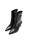Black Color Belt Detailed Pointed Toe Women's Heeled Boots - 5