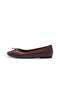Burgundy Color Polka Dot Patterned Round Toe Women's Ballerinas - 3