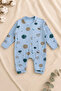 Planet Patterned 3-Piece Baby Boy Jumpsuit - 4