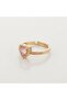Gift Heart-Shaped Zircon Pink Stone Ring – Yellow Lacquer Coating – Boxed - 3