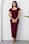 Square Neck Thick Strap Glitter Dress Grs4139 - 5