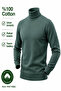 Men's 100% Cotton Half Turtleneck Sweater Long Sleeve Relaxed Fit Basic Knitwear Sweater - 3