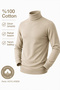 Men's 100% Cotton Half Turtleneck Sweater Long Sleeve Relaxed Fit Basic Knitwear Sweater - 3