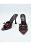 Women's patent leather bow detail pointed toe stiletto heel elegant heeled mules