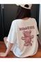Women's Minaruis Happy Smiley Pink Bear Printed T-Shirt - 3