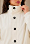Women's Ecru Balloon Model Lined Bomber Trench Coat Jacket - 3