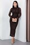 Crew Neck Gathered Long Sleeve Glitter Dress Dks1463 - 4