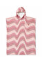 Printed Towel Poncho, 80x100 Oversized Beach, Pool, and Post-Shower Towel—Pink Wave Pattern—has a defect