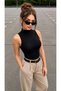 Women's Stand Collar Sleeveless Slim Fit Ultra Soft Flexible Lycra Cotton Basic Body&Blouse - 4
