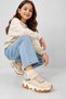 Girl's Beige Thick Sole Glittery Casual Sports Shoes Sneaker V-2026 - 6