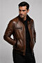 Men's Real Leather Coat with Elastic Band - 2