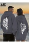 Lover - Friend Couple Combination Lion Back Printed Special Design Hooded Sweatshirt Set of 2