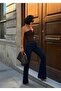 Women's Dark Blue High Waist Flare Bootcut Denim Trousers - 5