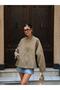 Women's Zippered High Collar Oversized Basic Jacket with Draped Sleeves New Season - 5