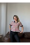 Women's Ecru Striped Ruffle Detailed Knitwear Cardigan - 3