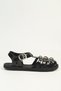 Women's Black Jelly Sandals – Stylish Summer Sandals with Stone Detail and Ankle Buckle Pco-1021 - 2