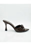 Women's patent leather bow detail pointed toe stiletto heel elegant heeled mules - 2
