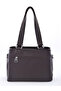 Women's Multi-Compartment Brown Leather Shoulder Bag - 4