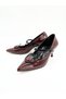 Women's Genuine Leather Heeled Shoes Claret Red Patent Leather - 4