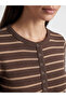 Lcw Everyday Brown Crew Neck Striped Women's Bodysuit - 3