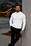 Men's Basic Winter Half-Throat Long White Sweater - 2