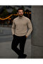 Men's Basic Winter Half-Throat Long Cream Sweater - 4
