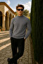 Men's Basic Premium Comfort Long Anthracite Sweater - 2
