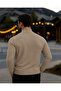 Men's Basic Winter Half-Throat Long Cream Sweater - 3