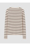 Lcw Everyday Brown Crew Neck Striped Women's Bodysuit - 7