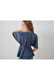 Navy Blue Short Sleeve Blouse with Pile Detail - 2