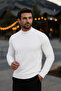 Men's Basic Winter Half-Throat Long White Sweater