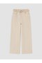 Lcw Everyday Beige Wideleg Women's Jean Pants with Belt - 5