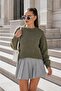 Women's Crew Neck Ribbed Knit Sweater 265162 -