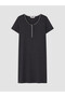 Alita City Lcw Dream Anthracite Combed Cotton Plain Short Sleeve Women's Nightgown with a Difference - 5