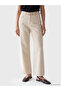Lcw Everyday Beige Wideleg Women's Jean Pants with Belt - 2