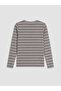 Lcw Everyday Anthracite Crew Neck Striped Women's Bodysuit - 6