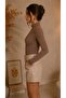 Women's Brown Turtleneck Blouse with Front Window Detail - 5