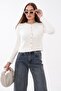 Women's Button Closure Bearded Knitwear Knitted Cardigan 265038 - 2
