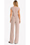 Beige Wrinkled Gathered Detailed Top Relaxed Fit Pants Set - 3