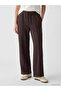 Brown Decorative Stitched Women's Sweatpants - 2