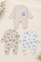 İş Makinleri Patterned 3-Piece Baby Boy Overalls