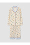 Two Mt Shop Quality Lcw Dream Ecru Combed Cotton Printed Long Sleeve Women's Pajama Set - 6