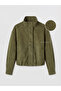 Xside Khaki Stand Collar Suede Look Women's Jacket - 7