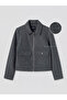 Xside Anthracite Shirt Collar Women's Cashmere Jacket - 7