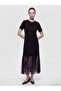 Lcw Comfort Black Crew Neck Lace Dress - 2
