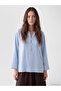 Lcw Modest Blue Crochet Collar Oversize Blouse